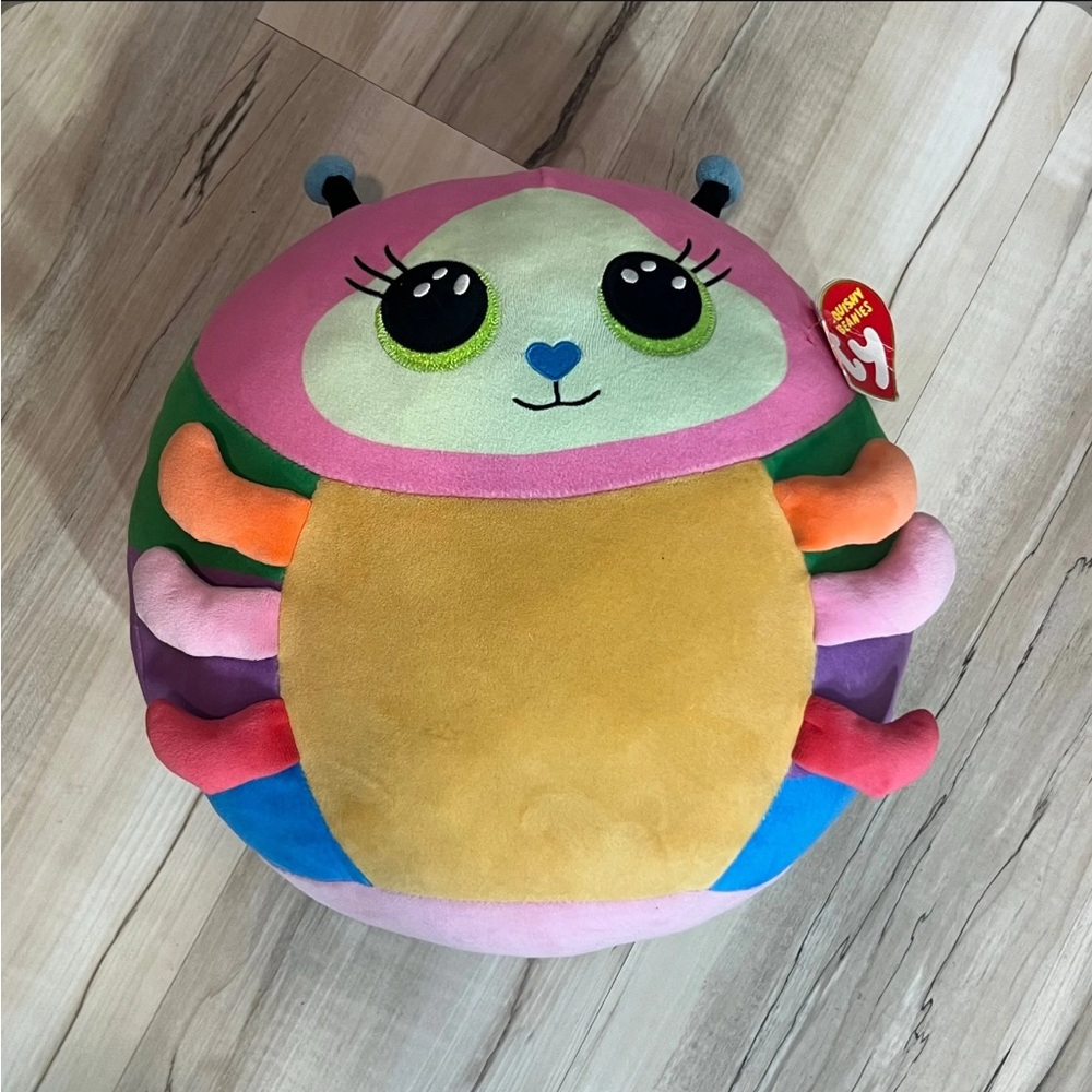 Ty Squish-a-Boo | 14” Nessa the Caterpillar – Rainbow Plush
